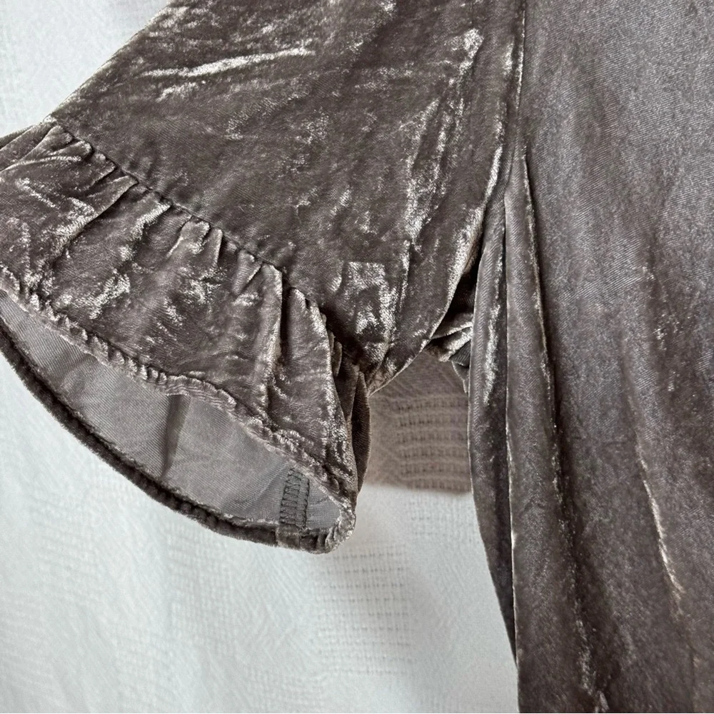 Madewell Velvet Daylight Ruffle‎ Top Sz 8 gray/silver